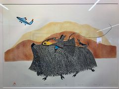 05A Vision of Two Worlds by Pudlo Pudlat 1983 Painting At Iqaluit Airport Baffin Island Nunavut Canada